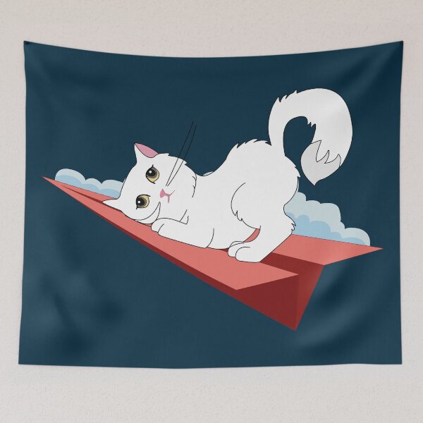 Item preview, Cute white cat flying on a red paper airplane designed and sold by SGS-.