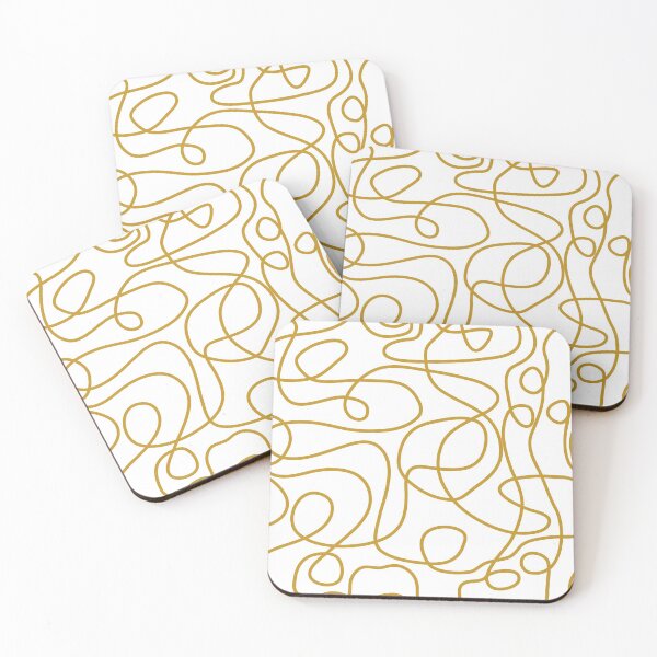 Item preview, Doodle Line Art Pattern | Old Gold on White designed and sold by itsjensworld.
