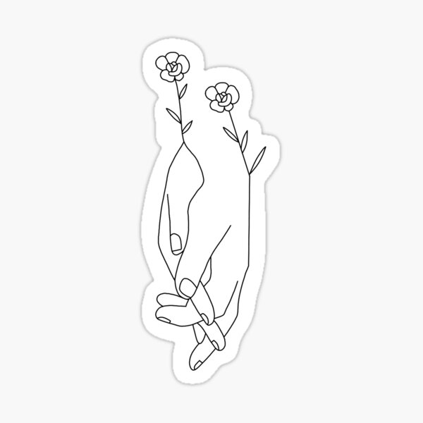 Holding hands with flowers Sticker