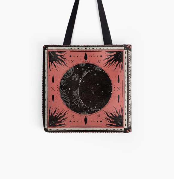 Black Sun and Moon Witch All Over Print Tote Bag