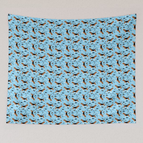 Item preview, Beagle Dog Pattern in Blue Fun Beagles Paw Prints and Bone Print designed and sold by Art by Jess.