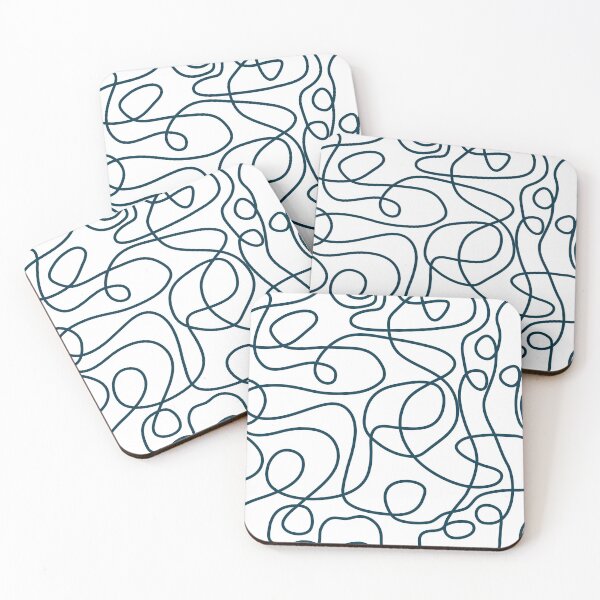Item preview, Doodle Line Art Pattern | Dark Blue-Green on White designed and sold by itsjensworld.