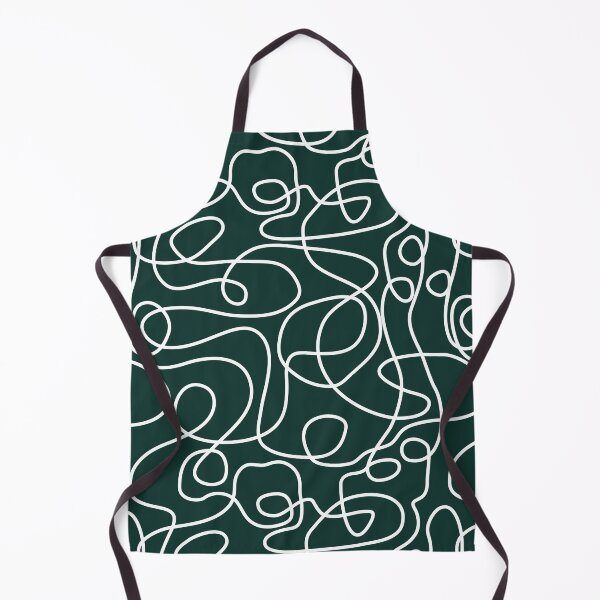 Item preview, Doodle Line Art Pattern | White on Dark Emerald Green  designed and sold by itsjensworld.