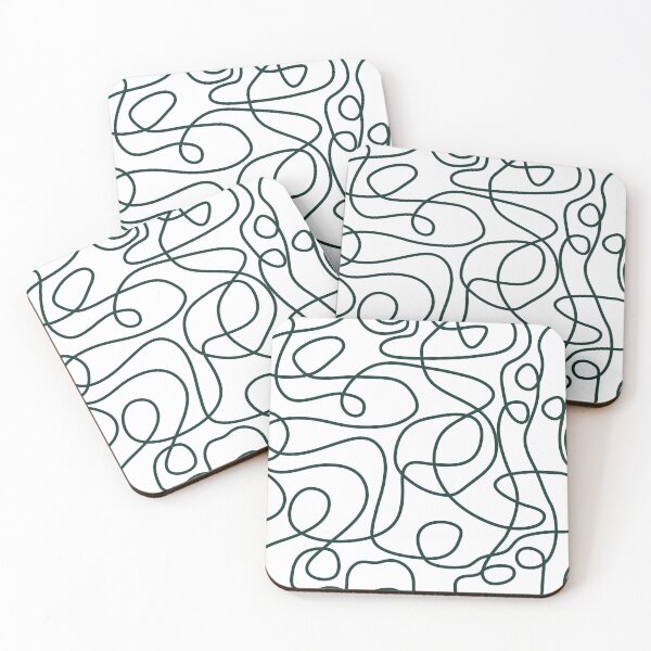 Item preview, Doodle Line Art Pattern | Dark Emerald Green on White designed and sold by itsjensworld.