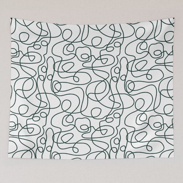 Item preview, Doodle Line Art Pattern | Dark Emerald Green on White designed and sold by itsjensworld.