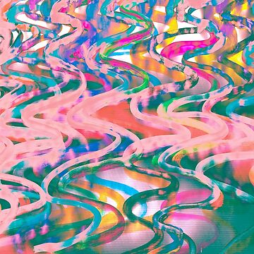 Artwork thumbnail, Abstract Pop Art Decor - Poptastic - Pink Neon and Teal Swirls by OneDayArt