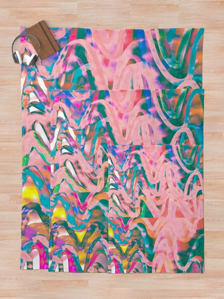 Alternate view of Abstract Pop Art Decor - Poptastic - Pink Neon and Teal Swirls Throw Blanket
