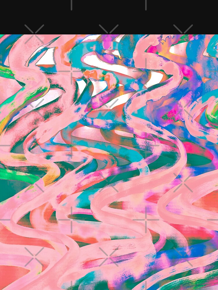 Thumbnail 7 of 7, Classic T-Shirt, Abstract Pop Art Decor - Poptastic - Pink Neon and Teal Swirls designed and sold by OneDayArt.
