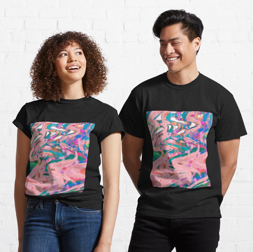 Abstract Pop Art Decor - Poptastic - Pink Neon and Teal Swirls Classic T-Shirt