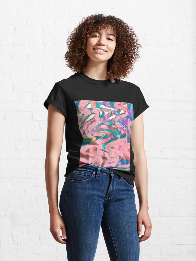 Alternate view of Abstract Pop Art Decor - Poptastic - Pink Neon and Teal Swirls Classic T-Shirt