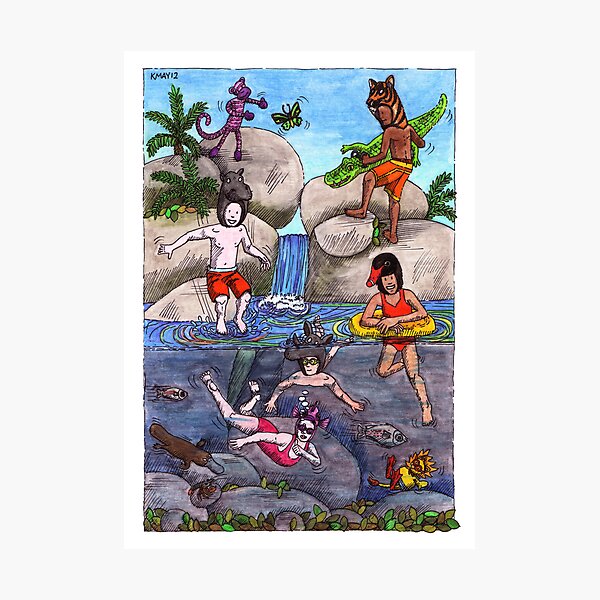 KMAY Hoodkids River Swimming Photographic Print