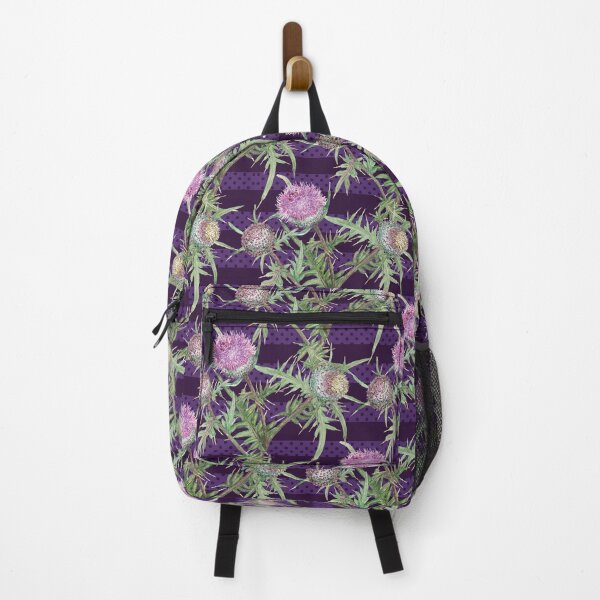 Item preview, Thistle violet flowers and purple stripes designed and sold by SVETLANA ZOLOTAREVA.