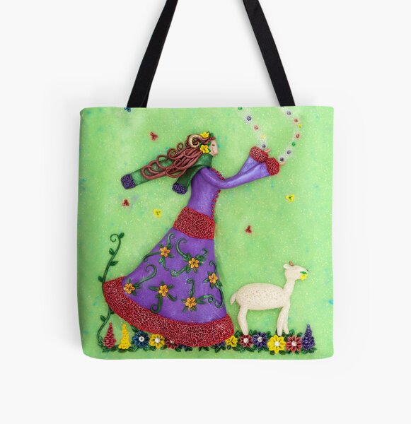 Aries - Aries Girl with Sheep Art All Over Print Tote Bag