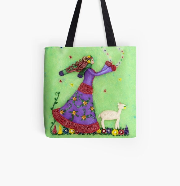 Aries - Aries Girl with Sheep Art All Over Print Tote Bag