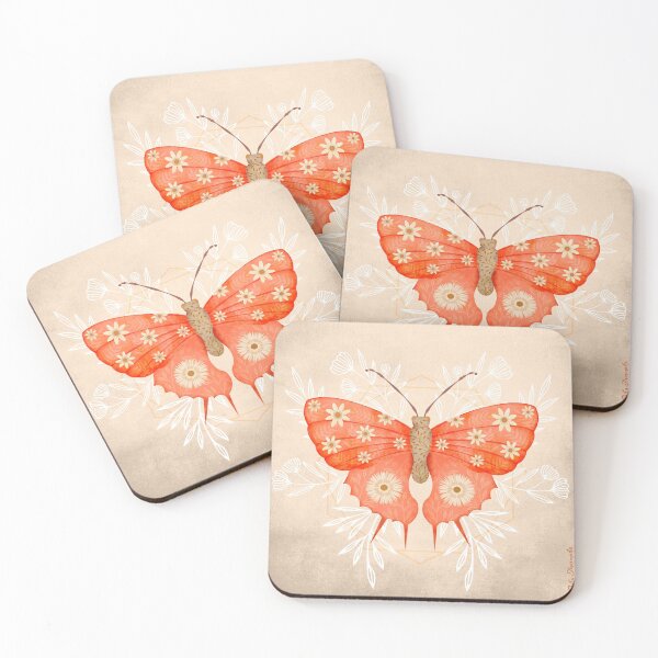 Item preview, Folk art pink butterfly designed and sold by Prita-D.