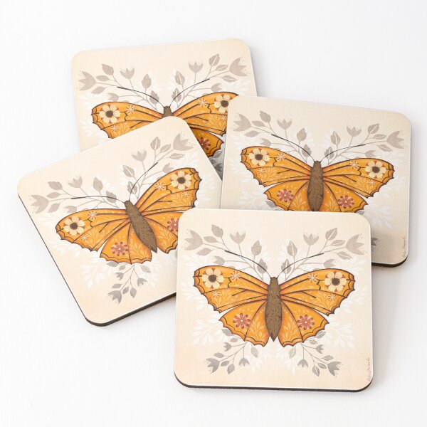 Item preview, Folk art pink monarch butterfly  designed and sold by Prita-D.