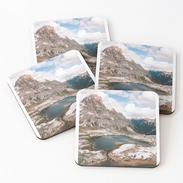 Item preview, Drone view of mountain lake in Tre Cime di Lavaredo (Dolomites) designed and sold by michieldros.