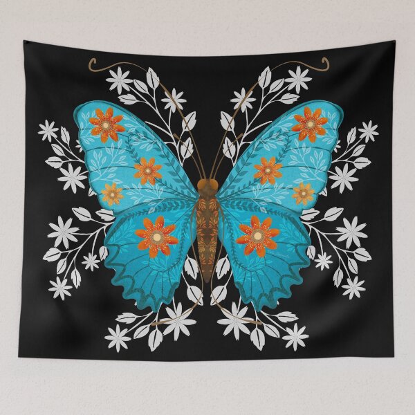 Item preview, Folk art blue butterfly  designed and sold by Prita-D.