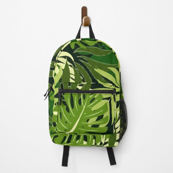 Fashionable Tropical Pattern With Bright Green Plants Leaves Backpack