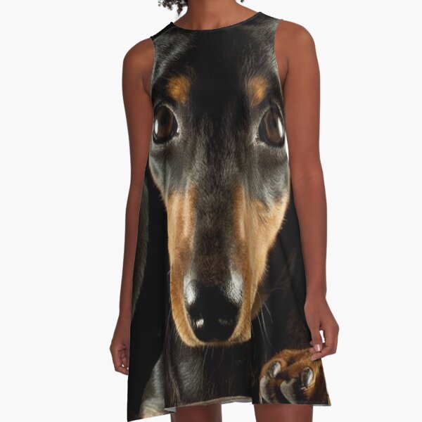 Dackel Hund Foto Porträt A-Linien Kleid
