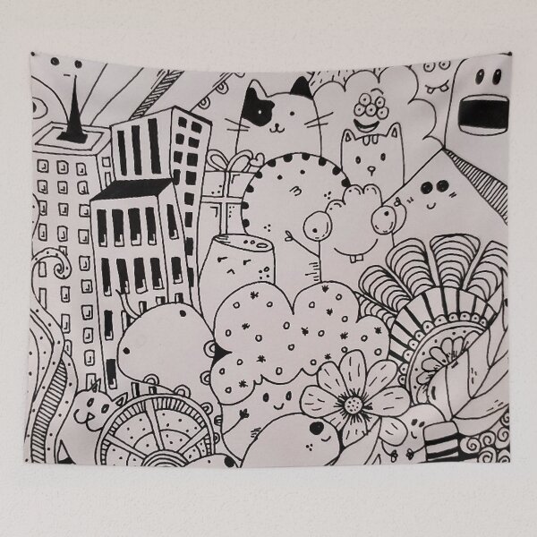 Item preview, DOODLE black and white hand drawing designed and sold by KarlaHR.