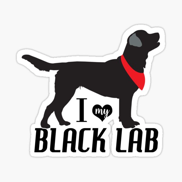 Black Lab Pattern in Blue Black Labs with Hearts Dog Patterns Sticker