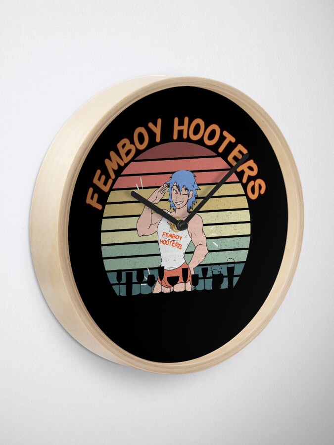 "Femboys Hooters Retro" Clock for Sale by CarlCraddock Redbubble