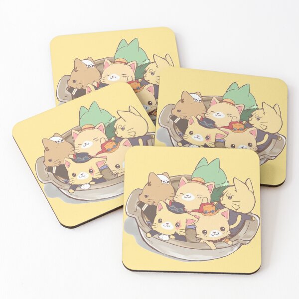 One PIece Mugiwara Ichimi Kittens Donabe (Japanese Clay Pot) Coasters (Set of 4)