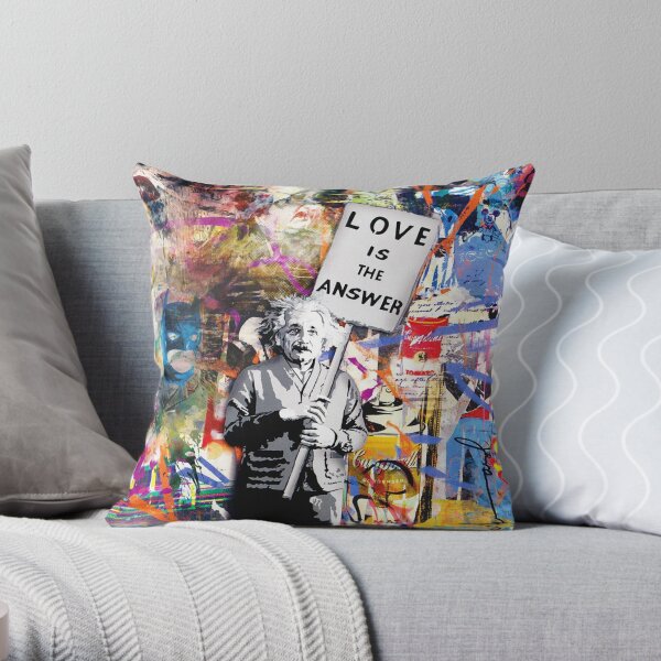 Banksy - Einstein Love est la réponse Coussin