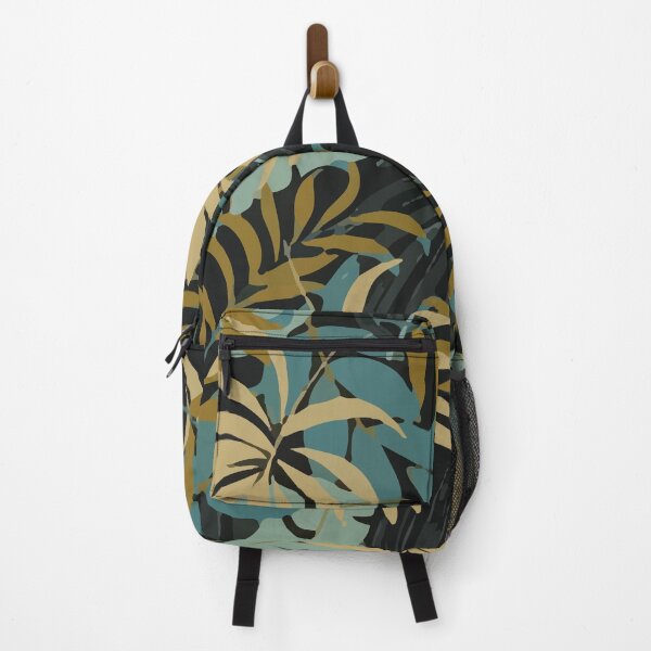 Fashionable Tropical Pattern With Bright Red Blue Plants Leaves Backpack