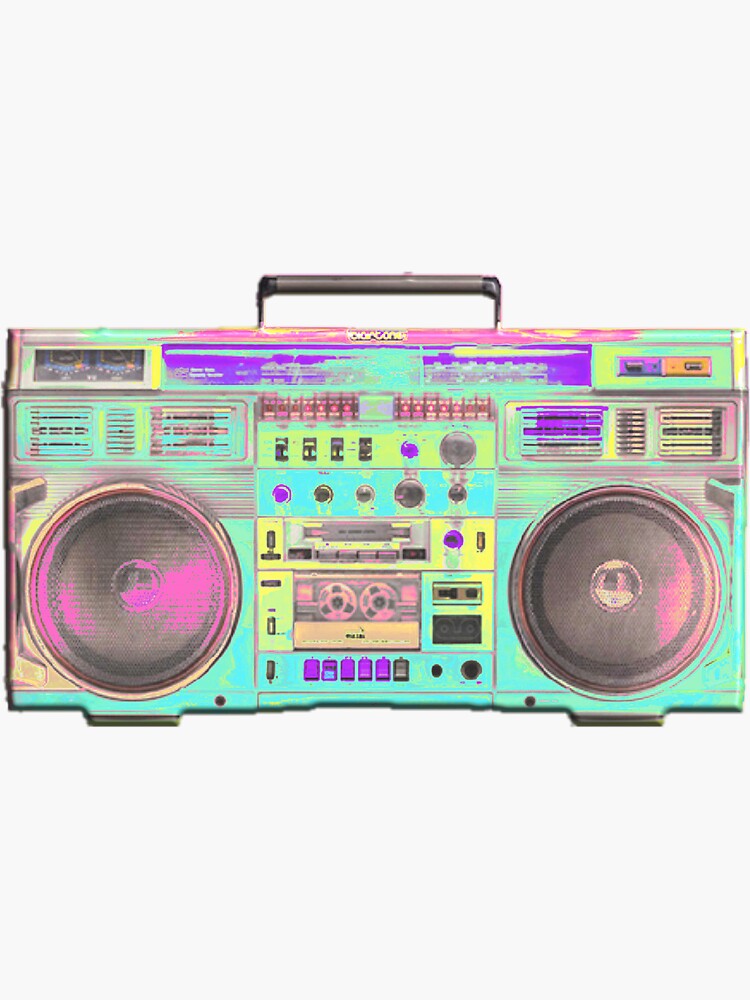 Thumbnail 3 of 3, Sticker, Aqua Holo Boombox designed and sold by dinaaaaaah.