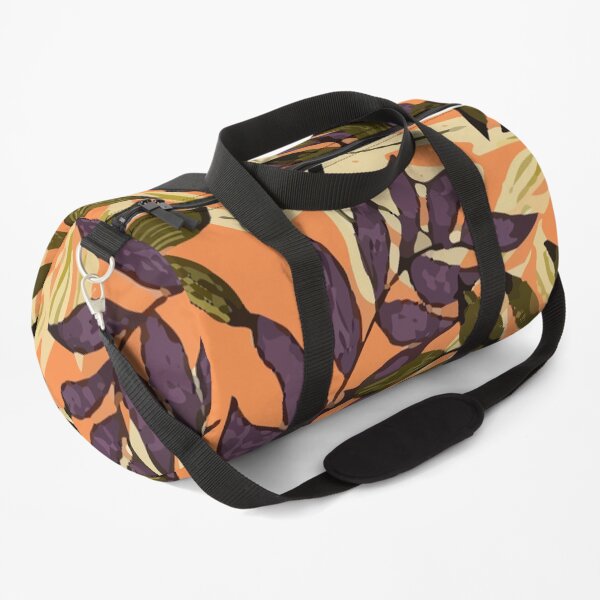 Original Abstract Pattern With Colorful Tropical Leaves Plants Yellow Duffle Bag