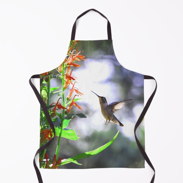 Item preview, Bouncing Ruby Throated Hummingbird in Lobelia flowers 5397 designed and sold by LJSparvero.