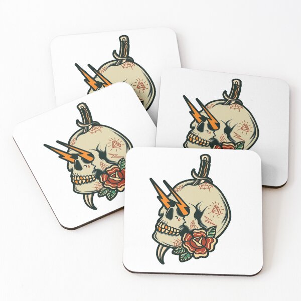 Item preview, Skull Lightning Tattoo Design designed and sold by TrampStampInc.