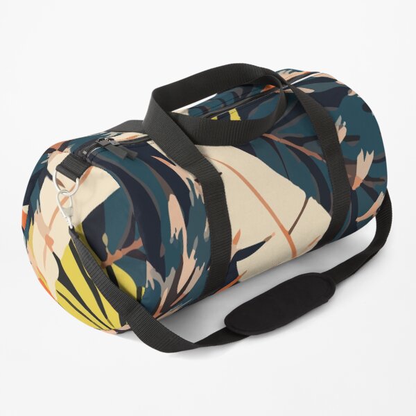 Original Tropical Pattern With Bright Orange Flowers Duffle Bag