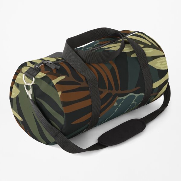 Original Tropical Pattern With Bright Brown Yellow Plants Leaves Duffle Bag