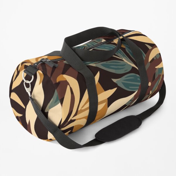 Original Tropical Pattern With Bright Orange Plants Leaves Duffle Bag