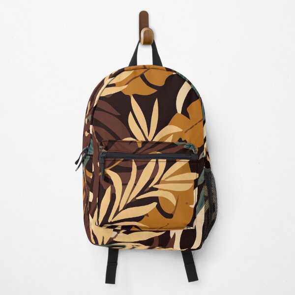 Original Tropical Pattern With Bright Orange Plants Leaves Backpack