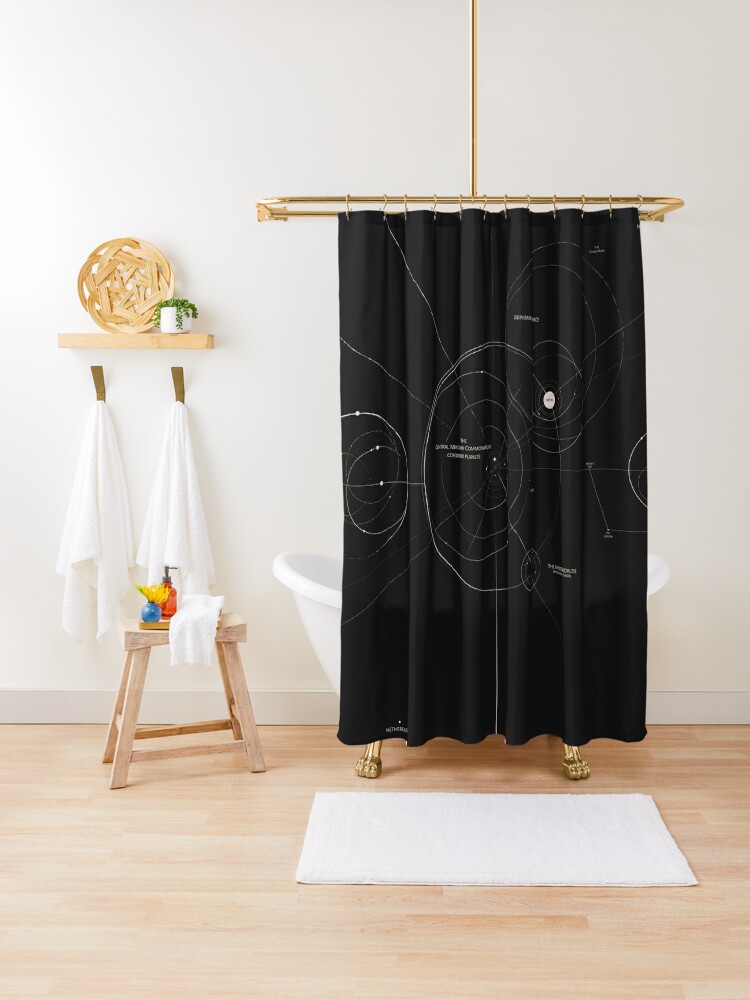 Thumbnail 1 of 5, Shower Curtain, Orbital Map of the Meridian System designed and sold by vivaellipsis.