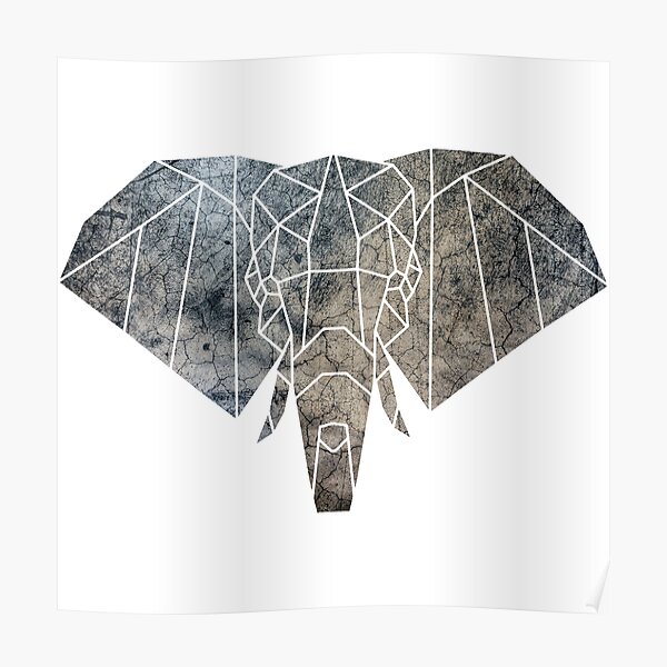 Elephant head origami wild animal colorful abstract texture design