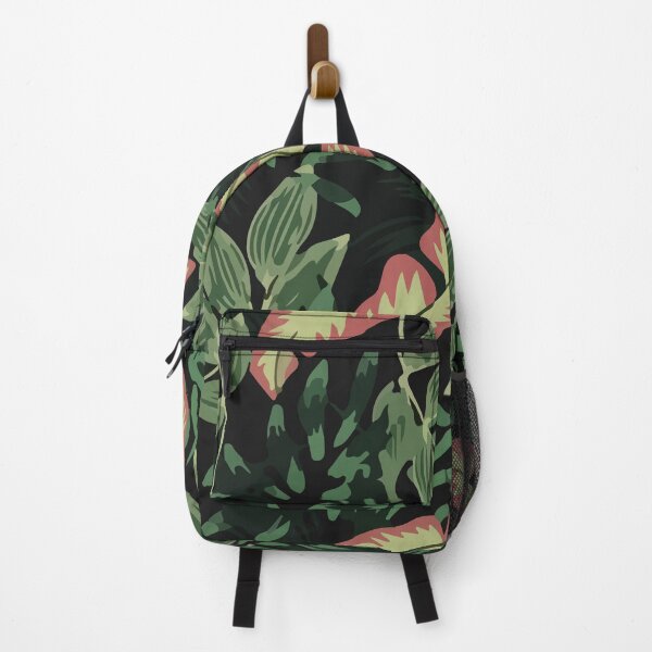 Original Tropical Pattern With Bright Pink Green Plants Leaves Backpack