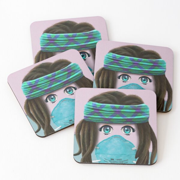 Item preview, Cute hippie style girl with headband and mask designed and sold by Sonia dutta_art.