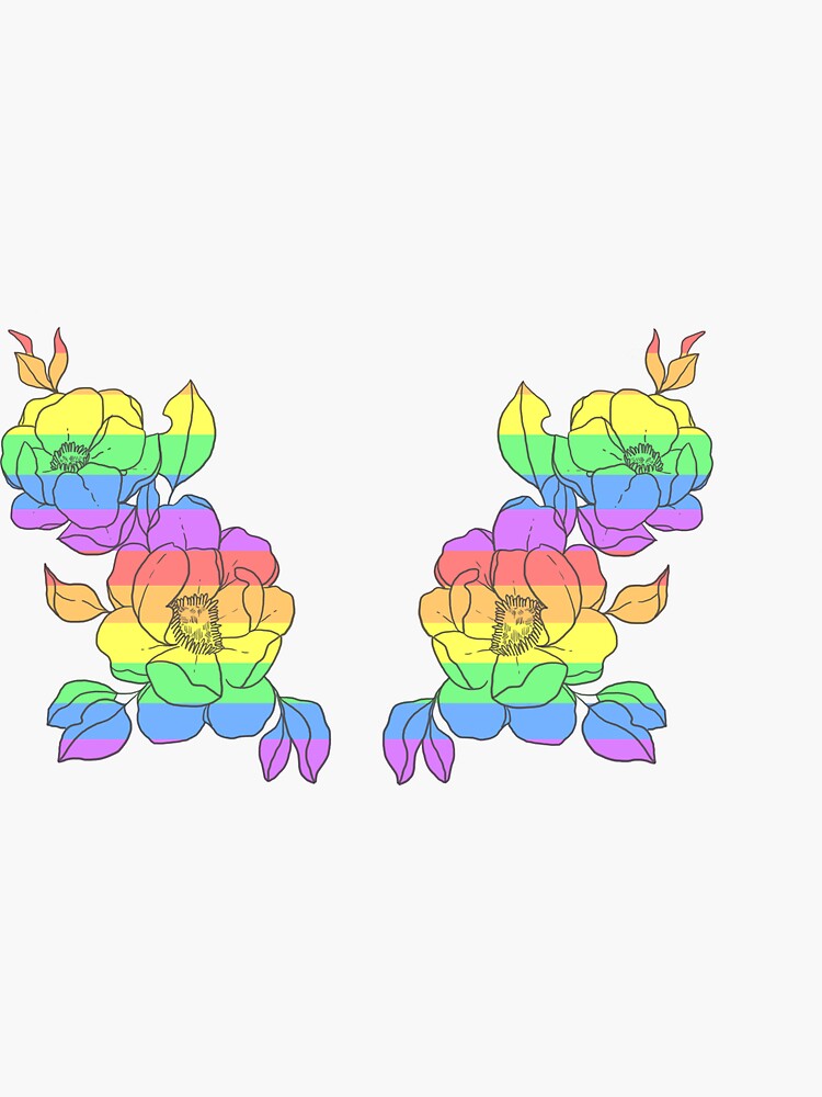 "Pride flag flowers" Sticker by MashaDraws Redbubble