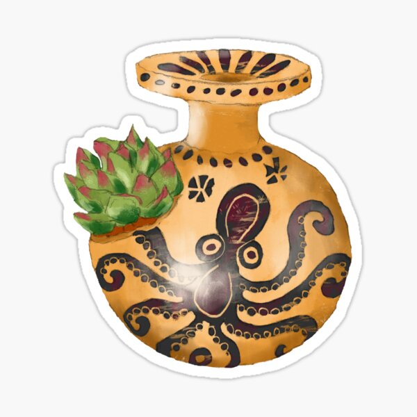 Ein griechisches Ölgefäß (Aryballos) mit einem Oktopus und Sukkulenten Sticker
