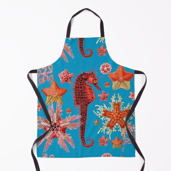 Item preview, RED SEAHORSE AND SEASTARS IN AQUA BLUE Sea Life designed and sold by BulganLumini.