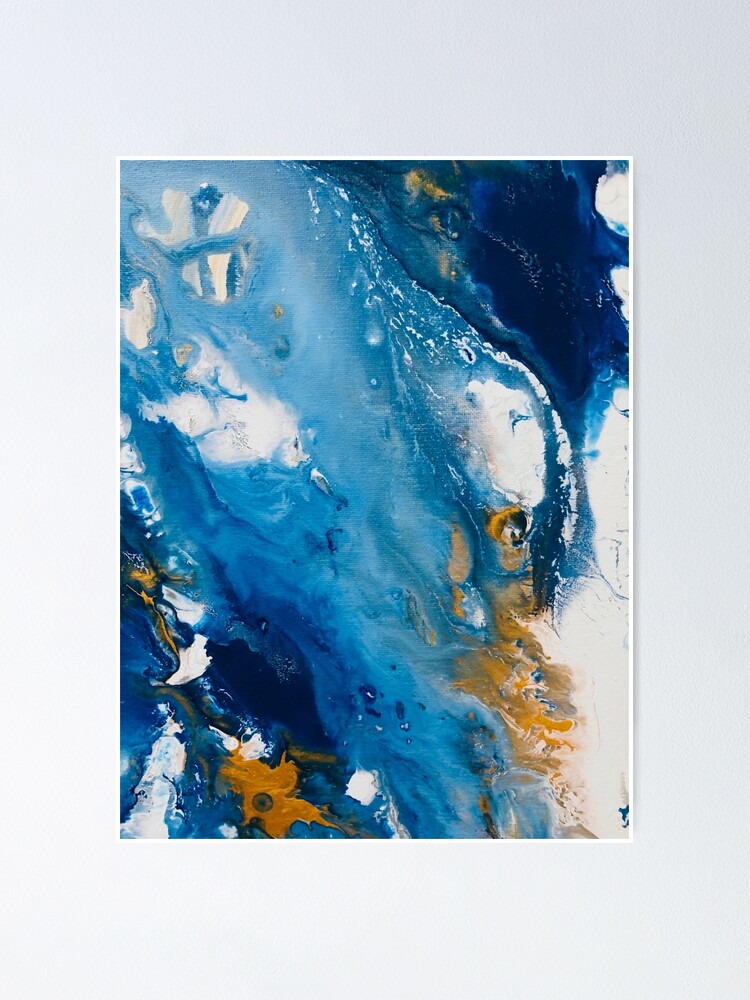 Aesthetic Blue And Gold Marble Poster By Lizking99 Redbubble