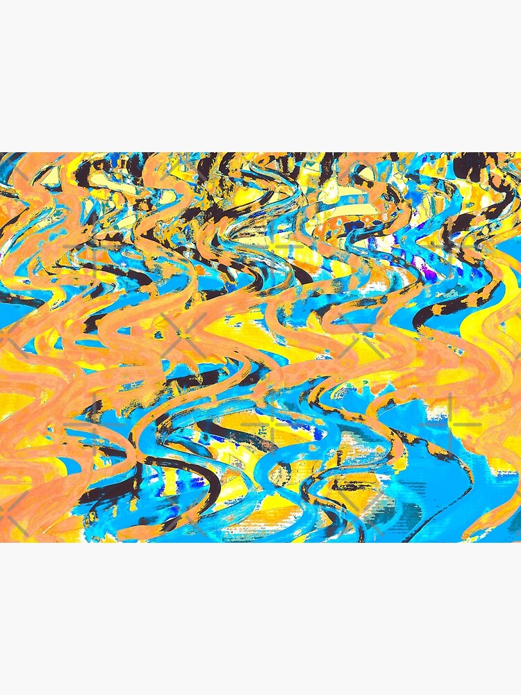 Abstract Pop Art Decor - Poptastic 2 - Neon Orange, Yellow and Blue Swirls by OneDayArt
