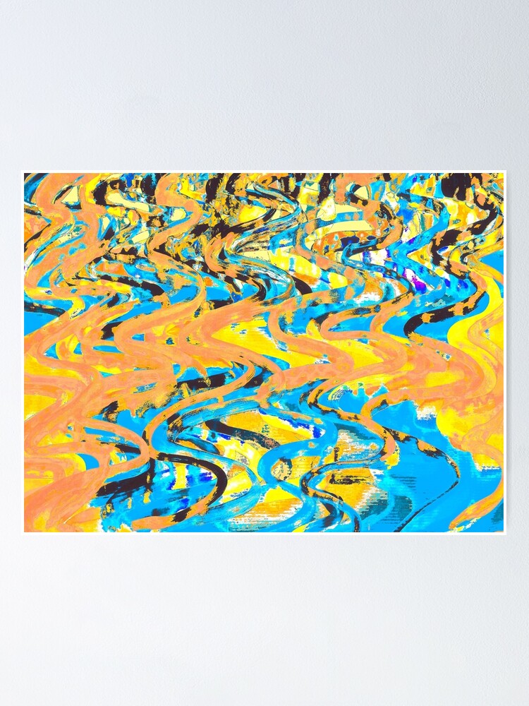 Alternate view of Abstract Pop Art Decor - Poptastic 2 - Neon Orange, Yellow and Blue Swirls Poster