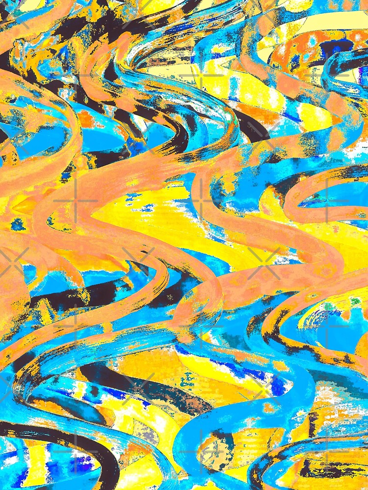 Abstract Pop Art Decor - Poptastic 2 - Neon Orange, Yellow and Blue Swirls by OneDayArt