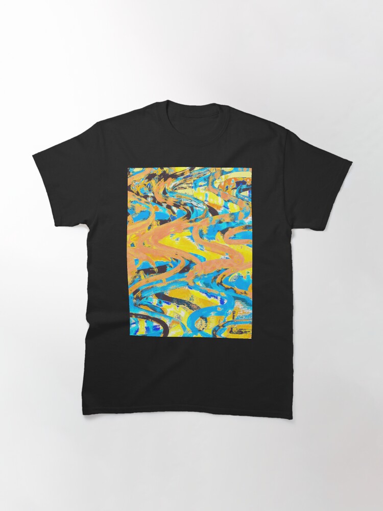 Alternate view of Abstract Pop Art Decor - Poptastic 2 - Neon Orange, Yellow and Blue Swirls Classic T-Shirt